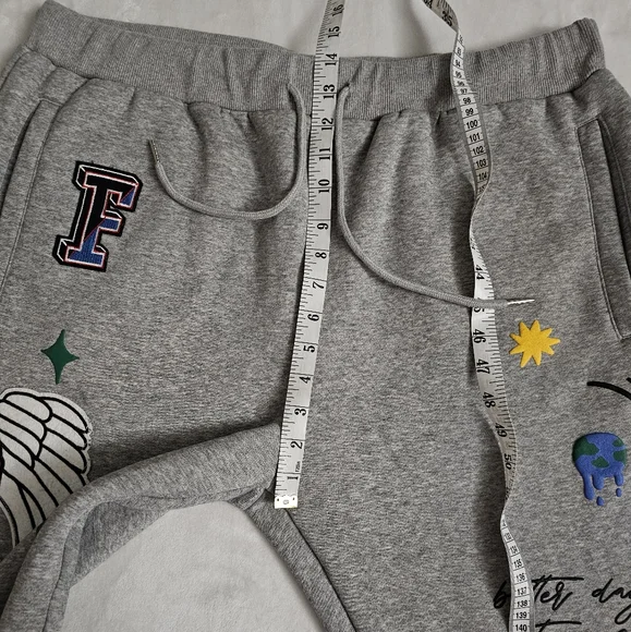 First Row Streetwear Flying Heart Graphic Gray Sweatpant Joggers - Picture 5 of 16